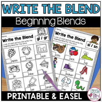 Preview of Beginning Consonant Blends Worksheets | Write the Blend 
