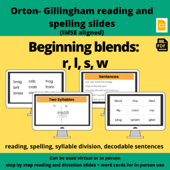 Preview of Beginning Consonant Blends: r, l, s, w : Orton Gillingham (IMSE Aligned)