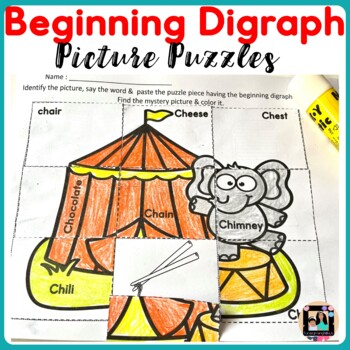 Preview of Beginning Consonant Digraph Picture Puzzles | Digraphs Ch Th Wh Sh Ph activities