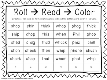 Beginning Consonant Digraph worksheets sh ch th ph wh by Lacy Brokaw