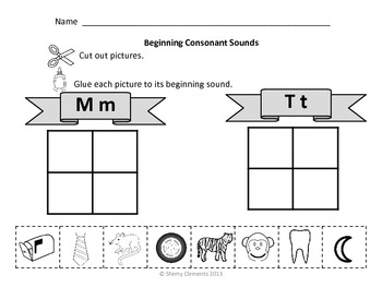 beginning consonant sounds cut and paste by sherry