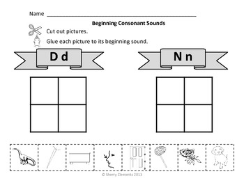 Beginning Consonant Sounds (Cut and Paste) by Sherry Clements | TpT