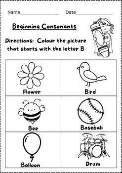 Preview of Beginning Consonants Worksheets Kindergarten(21 Pages)