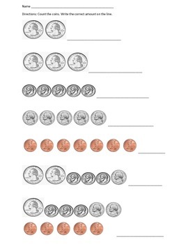 Beginning Coins/Money Counting Practice 2 by TeacherLCG | TPT