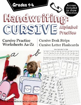 Preview of Beginning Cursive Handwriting Practice Set (Worksheets, Flashcards, Desk Strips)