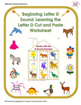 beginning sound letter d worksheets teaching resources tpt