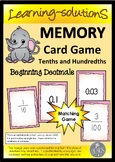 Beginning DECIMALS Game - MEMORY - Tenths and Hundredths
