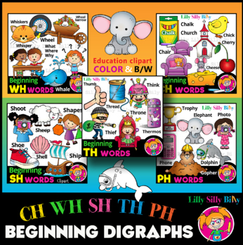 Preview of Beginning Digraphs. Clip art VALUE BUNDLE. {Lilly Silly Billy}
