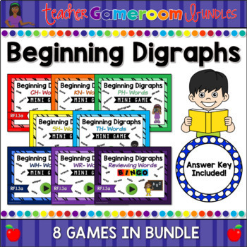 Preview of Beginning Digraphs Mini Powerpoint Game Bundle Distance Learning