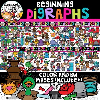Preview of Beginning Digraphs Clipart Growing Bundle {Digraphs Clipart}