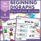 Beginning Digraph Worksheets - Initial Digraph Phonics Act