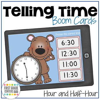 Preview of Telling Time Boom Cards Hour and Half Hour Digital Game
