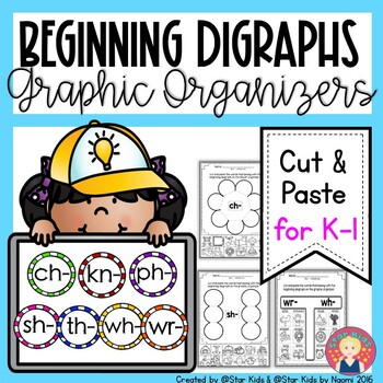 Preview of Beginning Digraphs Graphic Organizers | Cut and Paste for K-1