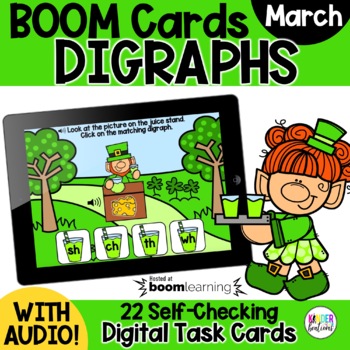 Preview of Beginning Digraphs Phonics Boom Cards | Digital Task Cards | Distance Learning