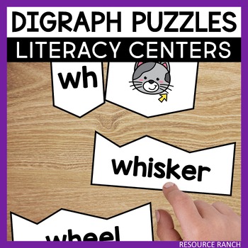 Preview of Beginning Digraphs Puzzles for Literacy Centers and Homeschool 