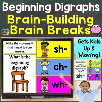 Preview of Beginning Digraphs with Brain Breaks sh, th, ch, wh Google Slides & PowerPoint