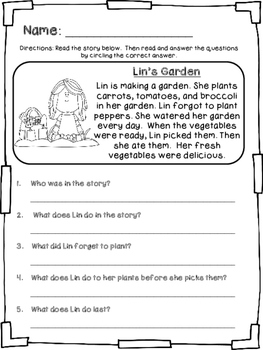 beginningearly comprehension stories and questions by klever kiddos