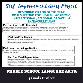 Preview of Beginning/End of the School Year Goals Project