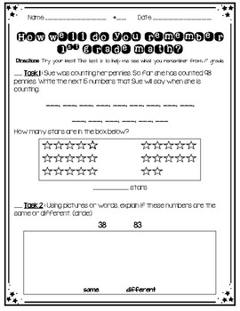 Preview of Beginning/End of the Year Math Assessment