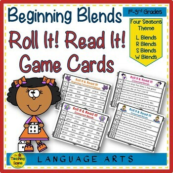 Preview of Beginning Consonant Blends Seasonal Roll It Read It Game Cards