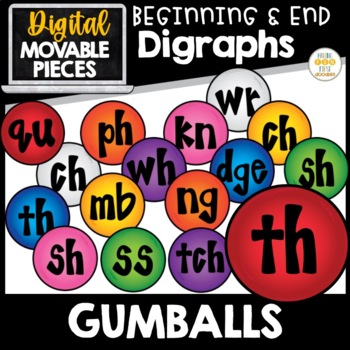 Preview of Beginning & Ending Digraph Phonics Clipart GumBall Movable Clipart Pieces