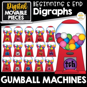 Preview of Beginning & Ending Digraph Phonics Gum Ball Machines Movable Clipart Pieces