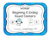 Beginning & Ending Sounds Centers - Set of 3 Winter Themed