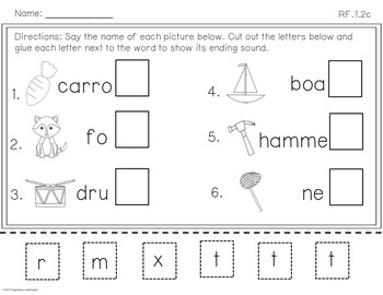 Beginning & Ending Sounds Cut & Paste by Triple the Love in Grade 1