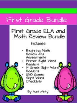 Preview of Beginning First Grade Bundle, Math Assessments, Dolch Sight Word Readersand more