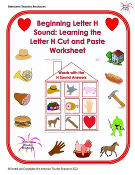 letter h beginning sounds worksheets teaching resources tpt