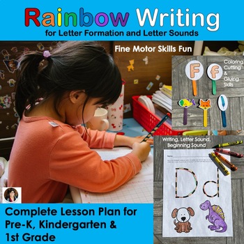 Preview of Beginning Handwriting with Rainbow Writing & Letter Sounds,