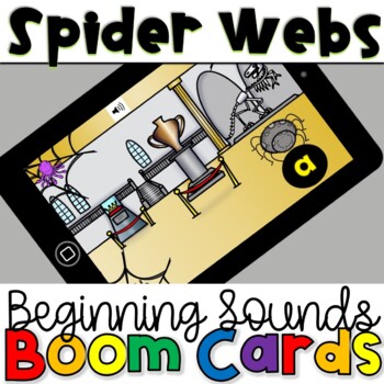 Beginning sounds  literacy Centers File Folder Games PreK-K Spider Webs 