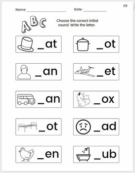 Beginning/ Initial Sounds- No Prep Worksheets by Unrestricted Learning