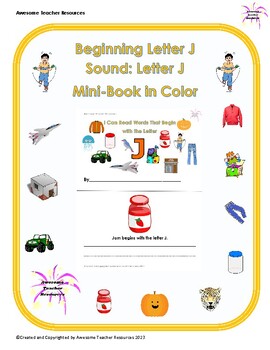 Preview of Beginning J Sound: Letter J Mini-Book: Full Color