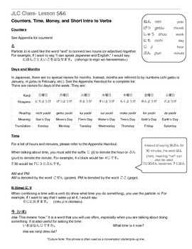 Preview of Beginning Japanese Lesson 5 & 6