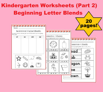 Preview of Beginning Letter Blends (s, l, and r) - Kindergarten Reading Worksheets (Part 2)