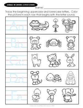 beginning letter sounds animal worksheets by souly natural creations