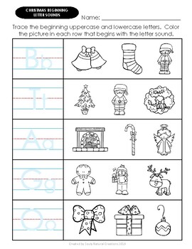 beginning letter sounds christmas worksheets by souly natural creations