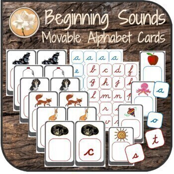 Preview of Beginning Letter Sounds Cards Printable Movable Alphabet Cursive Montessori