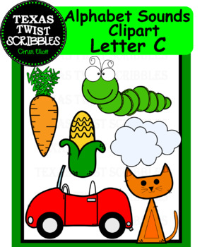 Preview of Beginning Letter Sounds Clipart Letter C {Texas Twist Scribbles}