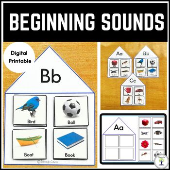 Preview of Beginning Letter Sounds Cut and Paste | Task Cards