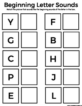 Beginning Letter Sounds Matching Worksheet by The Pragmatic Parent