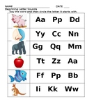 Beginning Letter Sounds Matching (field of 3 choices)