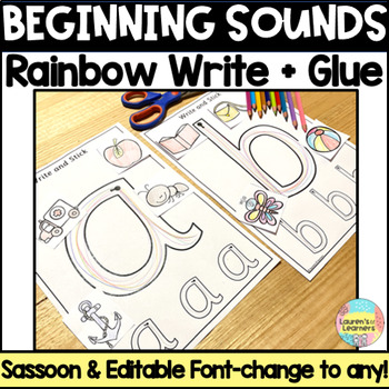 Preview of Beginning Sounds Worksheets | Letter formation | beginning sound cut and paste