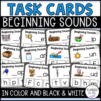 Preview of Beginning Letter Sounds Task Cards | Printable Kindergarten Literacy Center