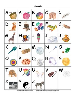 beginning letter sounds chart with pictures and letters phonics