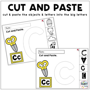 Beginning Sounds Cut and Paste Letter C Activities by Fluffy Tots