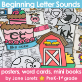 Beginning Letter Sounds  (  word cards,  posters,  mini books  )