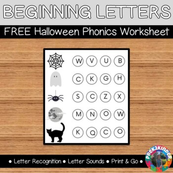 Preview of Beginning Letters Halloween Phonics Worksheet