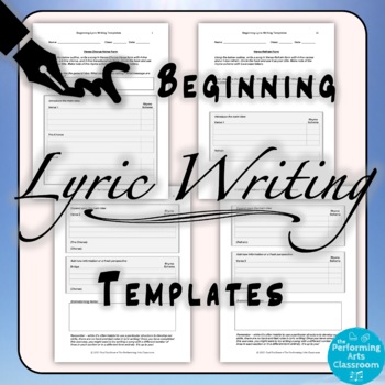 Preview of Beginning Lyric Writing Templates